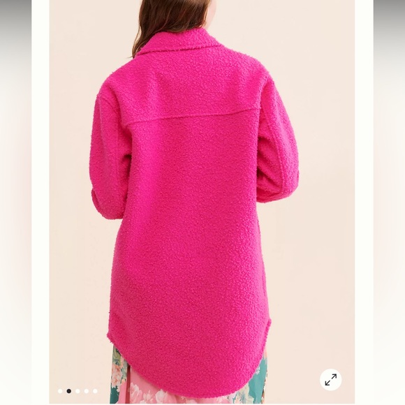 RD Style X Anthropologie NWOT S/M Pink Boucle Textured Long Shirt Jacket - Picture 4 of 9